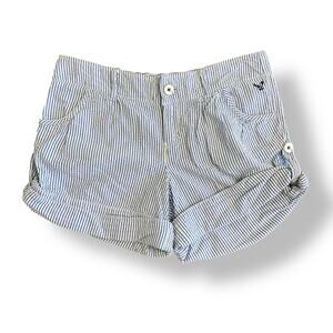 American Eagle Striped Button Up Side Shorts Womens Size‎ 2 Blue White